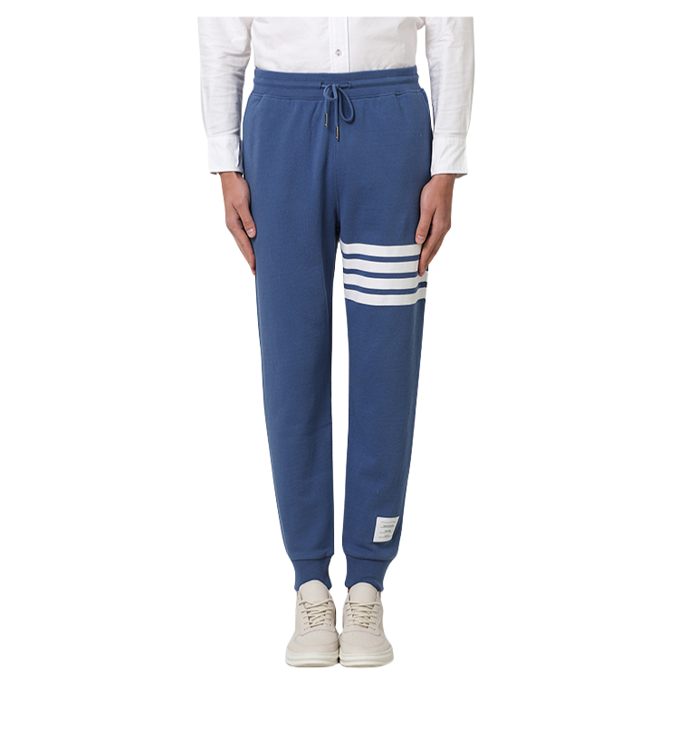 Thom Browne Style Unisex red sweatpants with Signature Four-Bar Detail