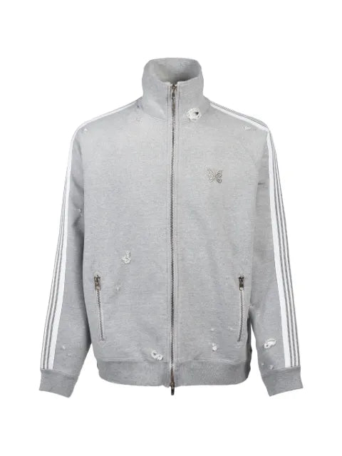 Needles damaged cotton-jersey track jacket