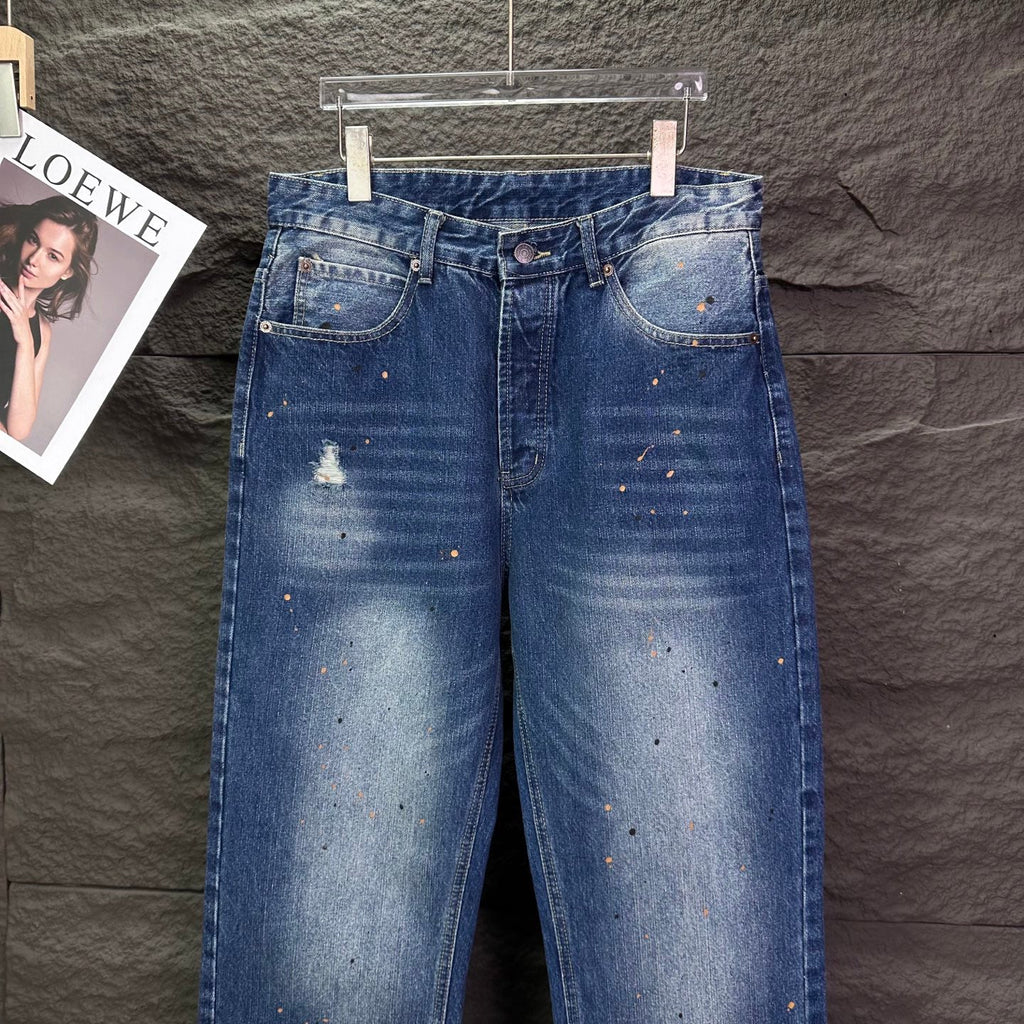 Acne Studios Paint‑Splatter Distressed Straight‑Leg Jeans