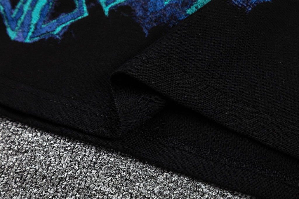 GUAPI Blue Graphic Black T-Shirt