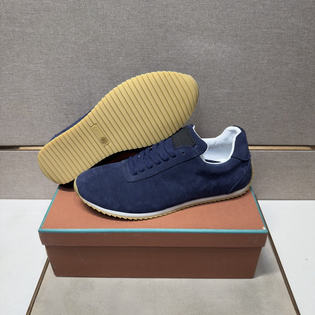 Loro Piana Navy Lace-Up Sneakers