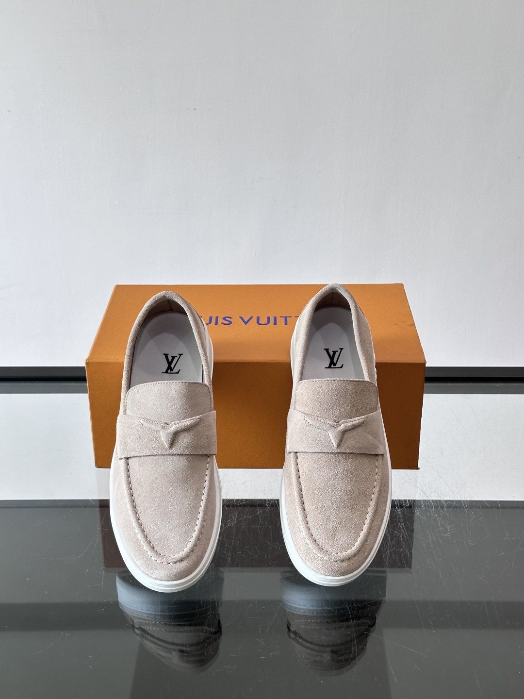 Louis Vuitton Navy Blue Suede Loafers