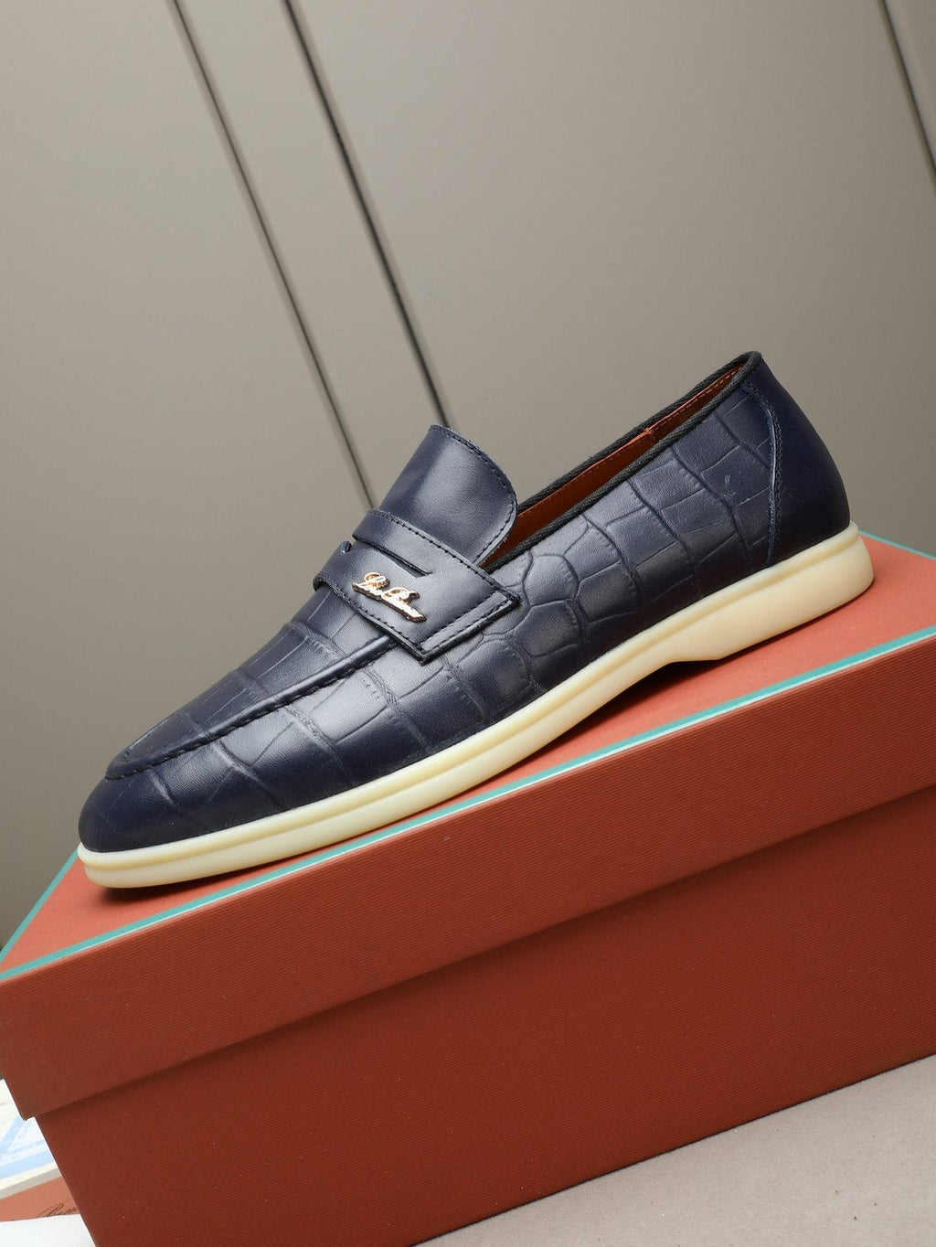 Loro Piana Men's Crocodile-Embossed Loafers